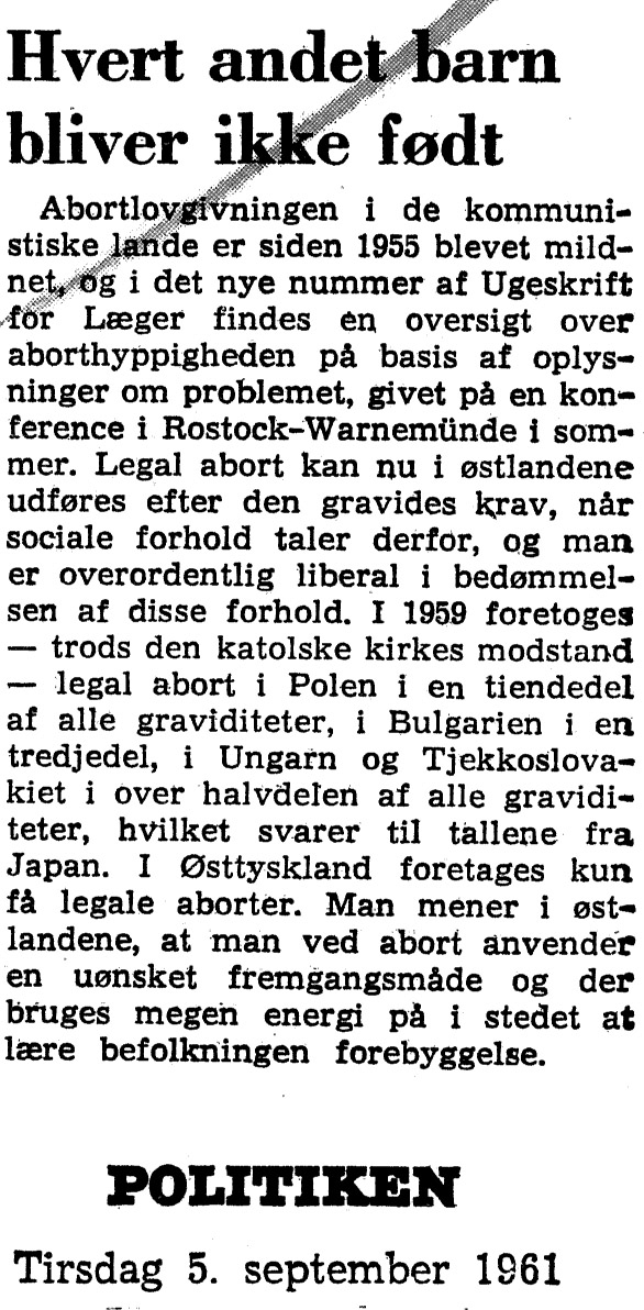 Avisartikel: Hvert andet barn bliver ikke født