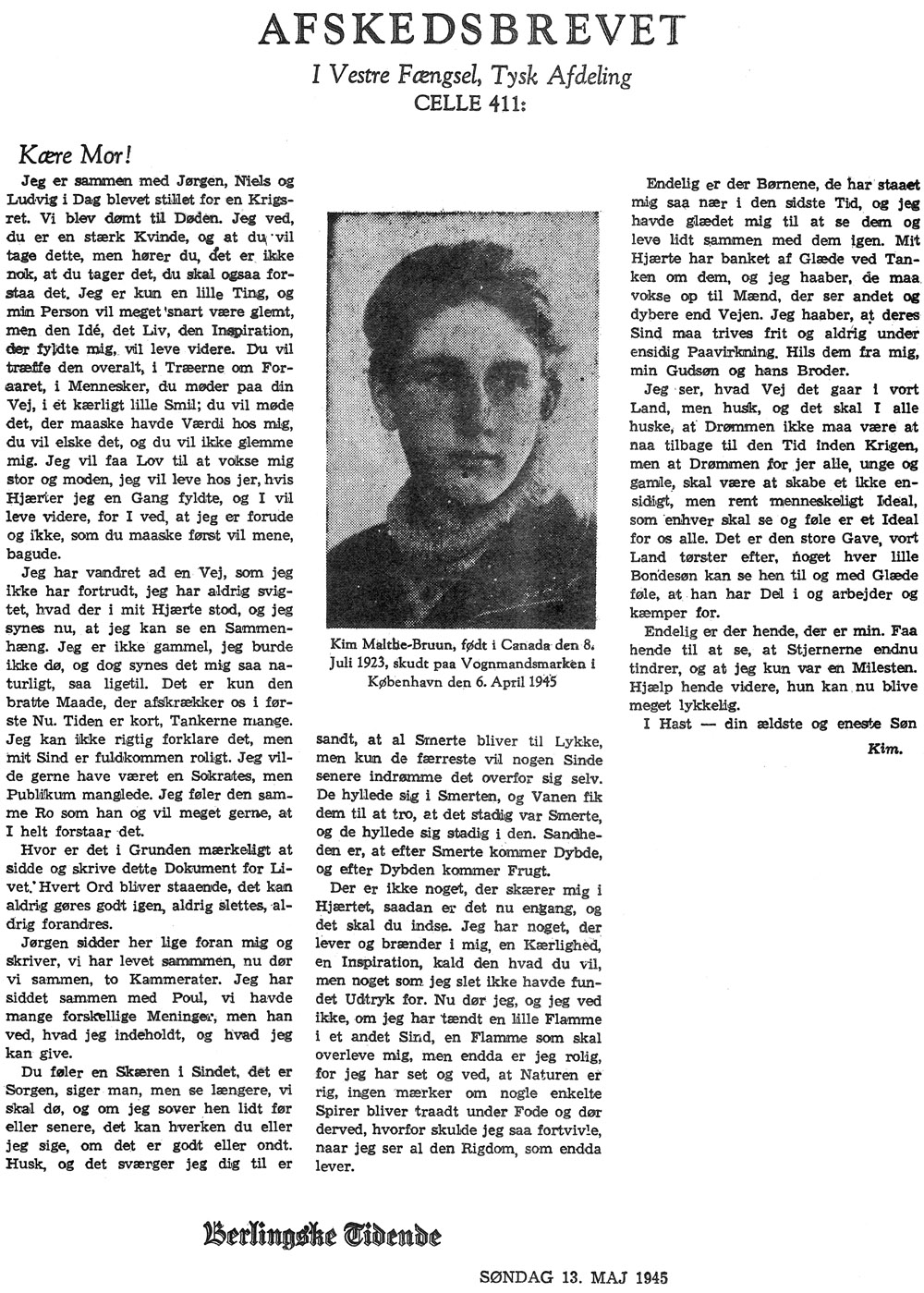 Avisartikel: Afskedsbrevet