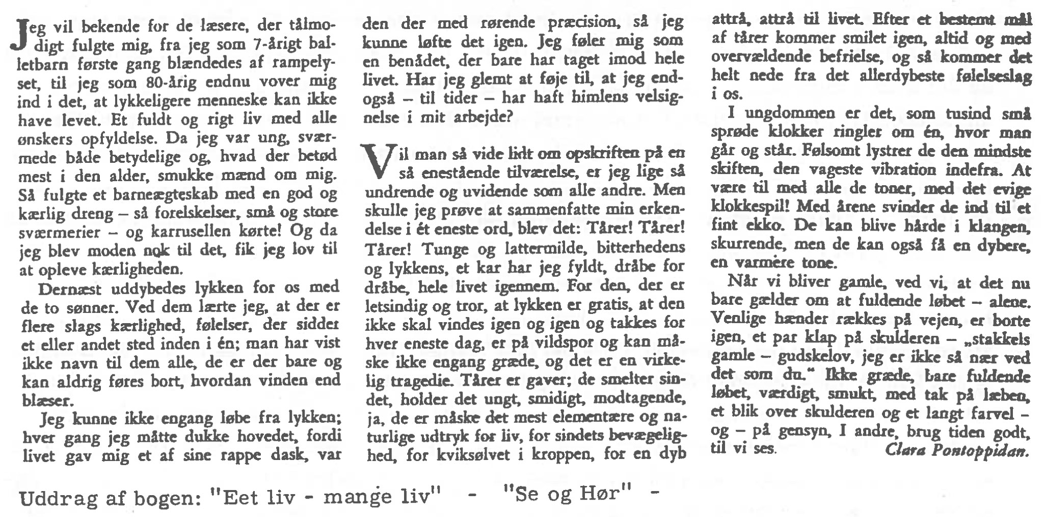 Uddrag fra bogen: 'Eet liv &ndash; mange liv' &ndash; 'Se og hør'