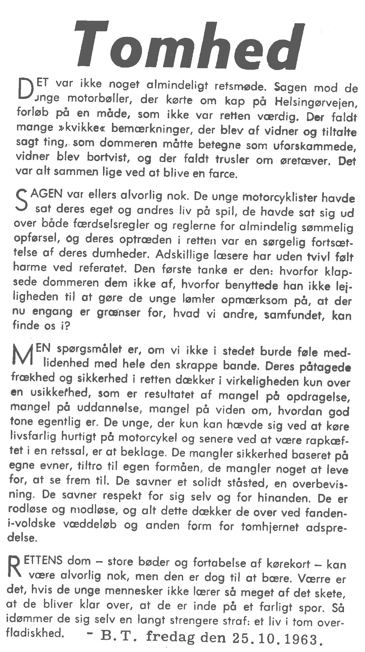 [Avisartikel:] Tomhed