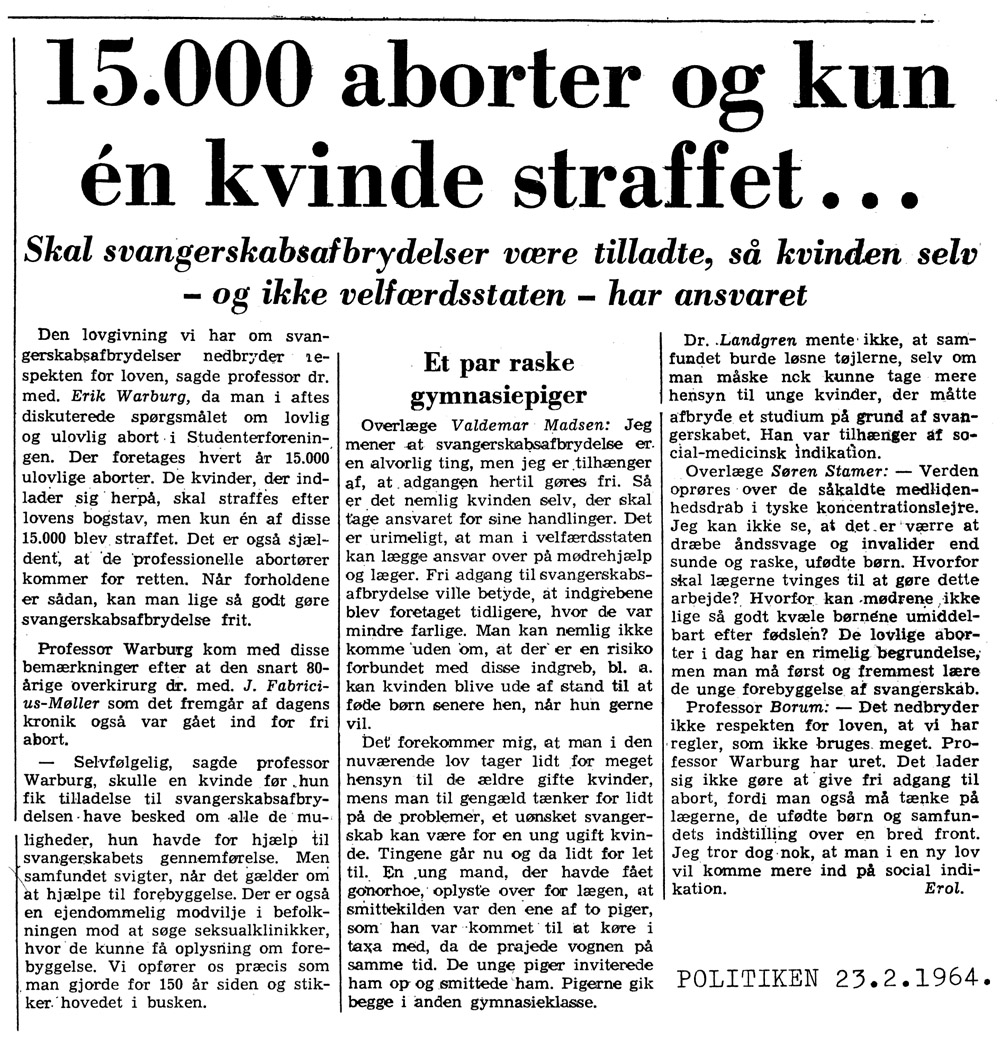 [Avisartikel:] 15.000 aborter og kun én kvinde straffet…