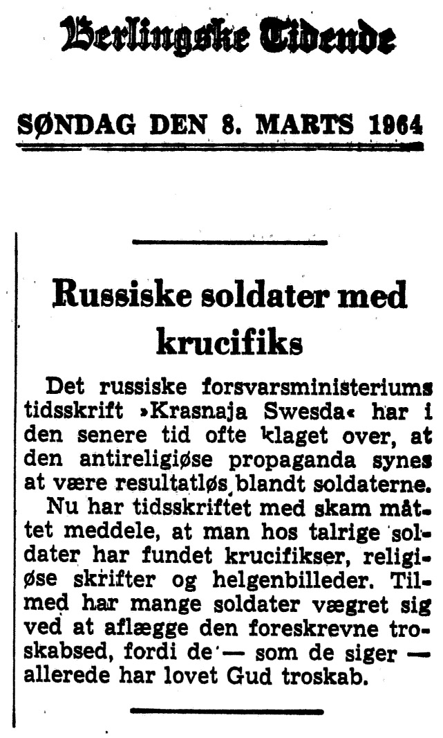 [Avisartikel:] Russiske soldater med krucifiks