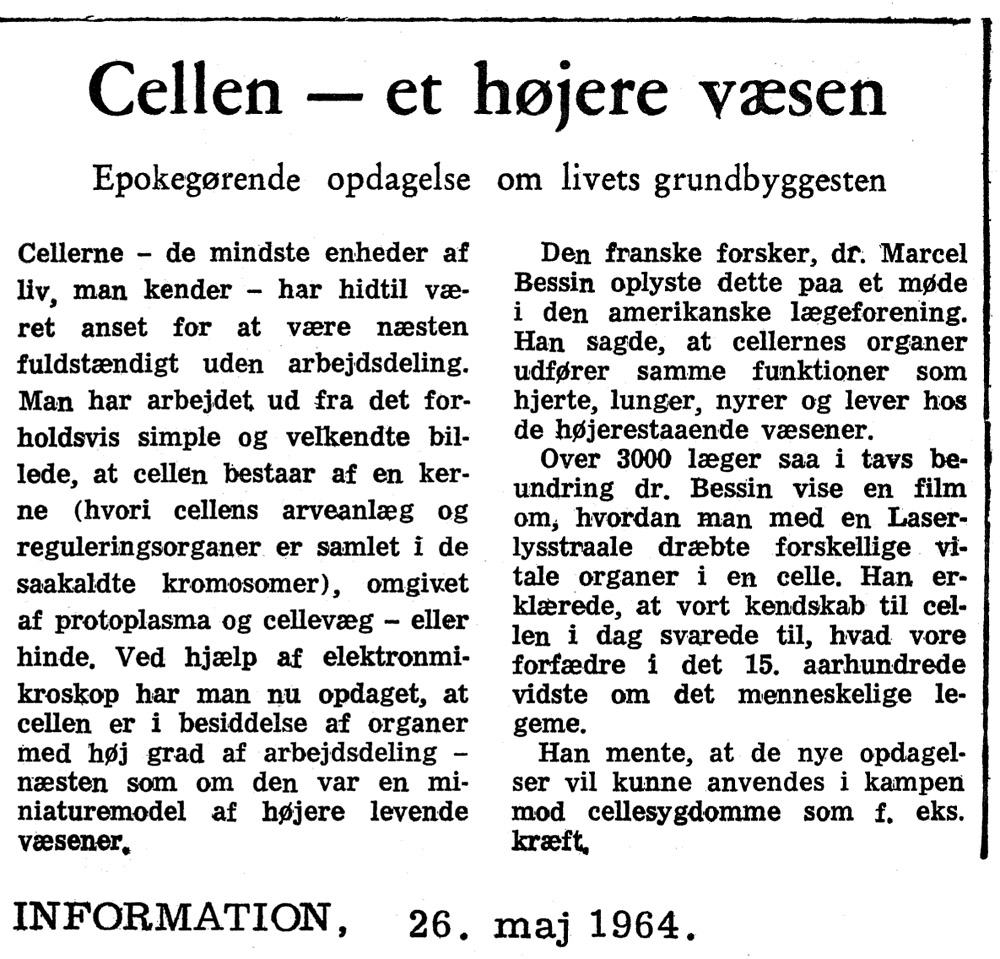 [Avisartikel:] Cellen &ndash; et højere væsen
