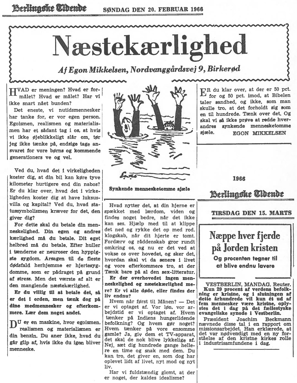 [Avisartikel:] Næstekærlighed