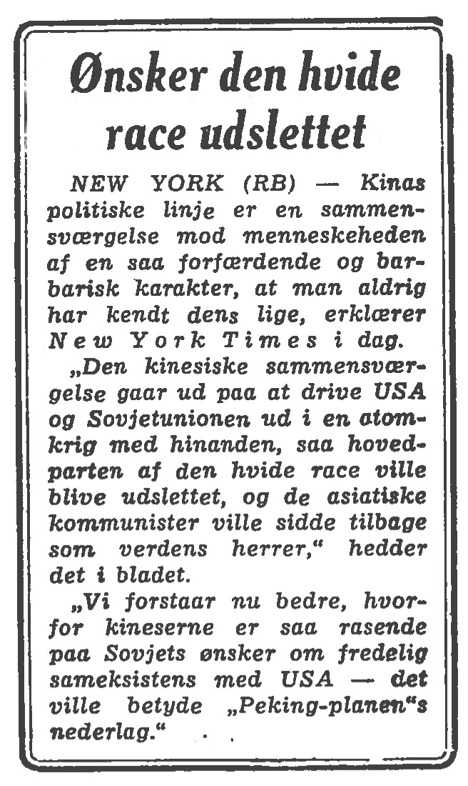 [Avisartikel:] Ønsker den hvide race udslettet