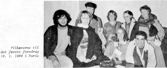 Tilhørerne til det første foredrag 16. 1. 1984 i Paris