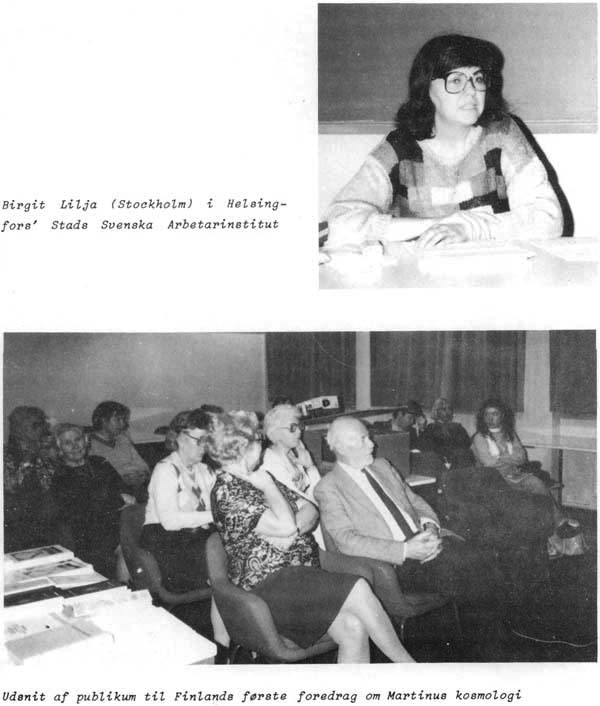 Birgit Lilja (Stockholm) i Helsingfors' Stads Svenska Arbetarinstitut. Udsnit af publikum til Finlands første foredrag om Martinus kosmologi.