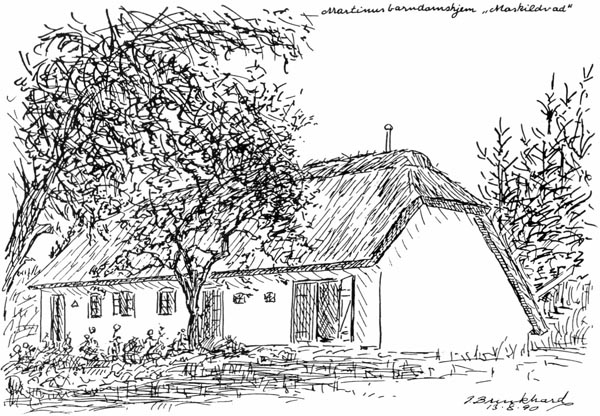 Martinus' barndomshjem 'Moskildvad'. P. Brinkhard 13-8-90