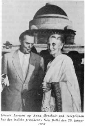 Gerner Larsson og Anna Ørnsholt ved receptionen hos den indiske præsident i New Delhi den 26. januar 1958.