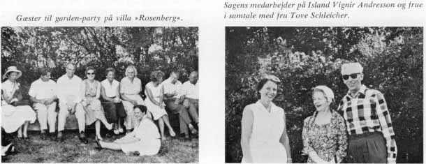 Gæster til garden-party på villa »Rosenberg«. Sagens medarbejder på Island Vignir Andresson og frue i samtale med fru Tove Schleicher.
