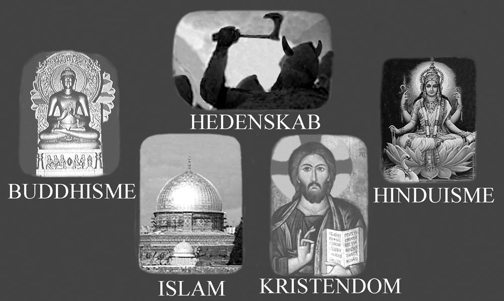 Hedenskab. Buddhisme. Islam. Kristendom. Hinduisme