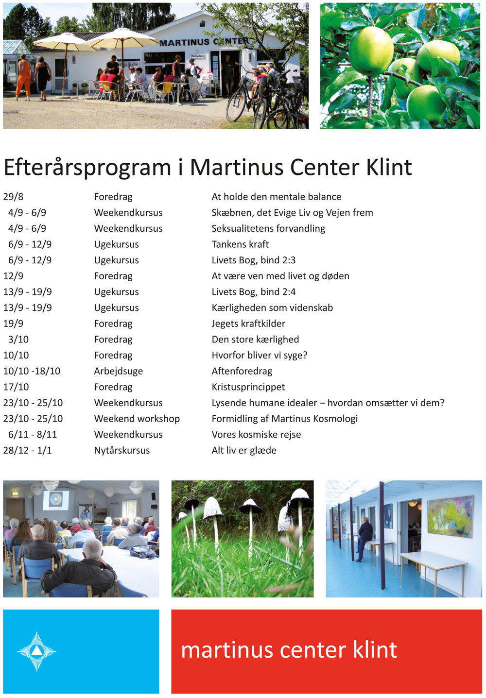 Efterårsprogram i Martinus Center Klint