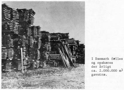 I Danmark fældes og opskæres der årligt ca. 2.000.000 m3 gavntræ.