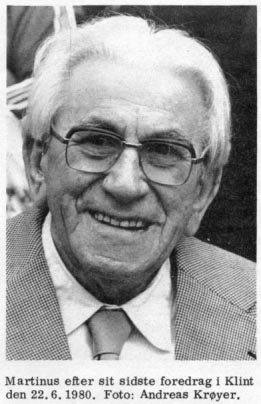 Martinus efter sit sidste foredrag i Klint den 22.6.1980. Foto: Andreas Krøyer.